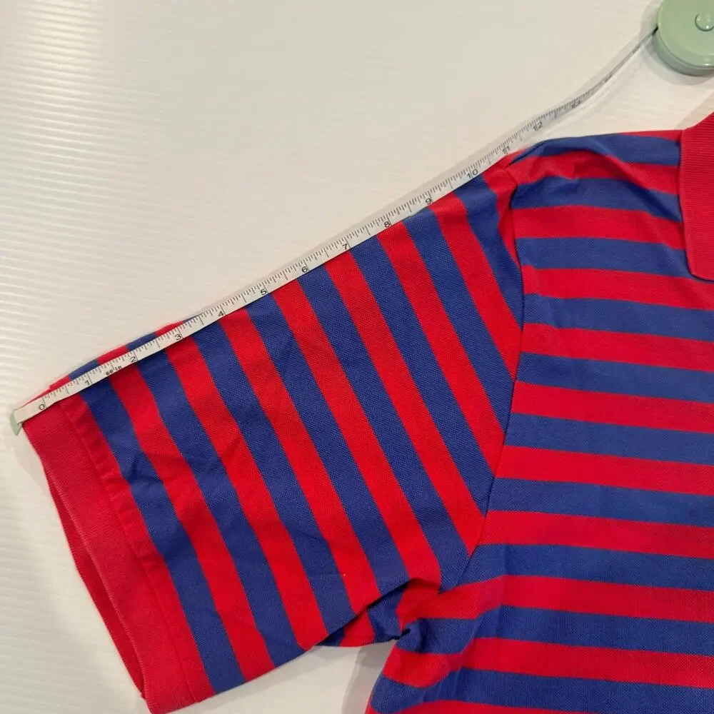 Polo Golf Ralph Lauren Men's L Red Purple Striped Pima Cotton Polo Shirt Sportif